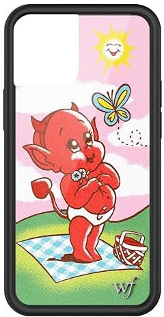 Wildflower Little Devil Hülle, kompatibel mit Apple iPhone 13 Mini, Rosa, Babyteufel, Rot, Picknick, trendig, schützender schwarzer Stoßfänger, 1,2 m Falltest-zertifiziert, kleines Unternehmen im