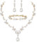 Clearine Hochzeit Schmuckset für Damen Braut Y Halskette Tennis Armband und Ohrringe baumeln Set Kristall Teardrop Marquise Cluster Schmuck für Brautjungfer Klar Gold Ton