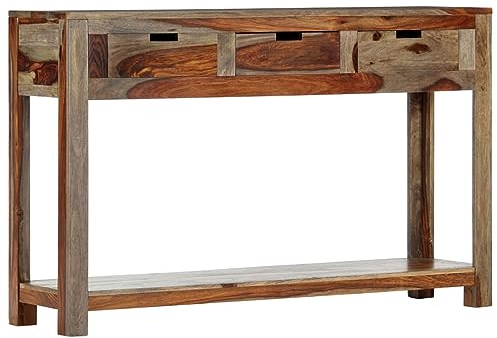 Chaduof Konsolentisch, Beistelltisch, Sideboard Wohnzimmer, Flur Möbel, Couchtisch, Regal Wohnzimmer, Wohnzimmer Tisch, mit 3 Schubladen 120x30x75 cm Massivholz