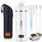 Tyyaefy Portable Travel Electric Kettle Coffee Teapot Mini Hot Water Cup 450ml Stainless Steel White