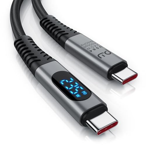 CSL - 1,5m USB 4 Kabel - Typ C Gen 3x2- mit Display - 240 Watt – 40 Gbit/s Datenkabel Ladekabel - 8k 60Hz – 4k 120 Hz - 3-fach Schirmung – Nylon-Ummantelung - kompatibel mit iPhone iPad Samsung Google