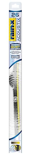 Rain-X Acoustix 66 cm Wischerblätter (1 Stück), flüsterleise Auto-Ersatz-Scheibenwischer, plasmabehandelte und Graphit-Beschichtung für reibungslose Leistung und lange Haltbarkeit