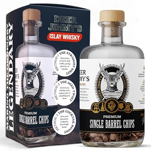 Deer Jimmy's® DIY Whisky Geschenkset – Whisky selbst Machen mit Premium Eichenholz aus schottischen Islay Whiskyfässern – Tiefe Fassreifung für Jede Spirituose Männer