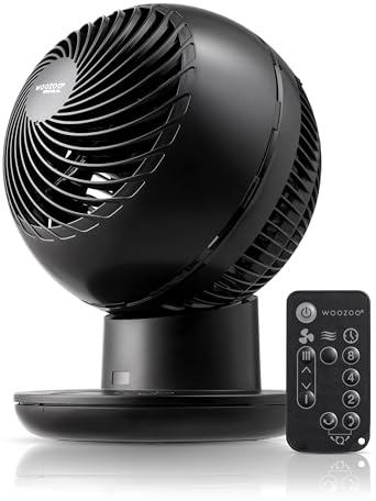IRIS USA WOOZOO Desk Fan with Remote Control, Oscillating Air Circuit, 8 Speed, 25m Range, 120° Tilt, Quiet, for Bedroom or Office, Black