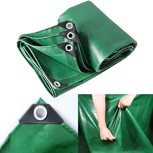 Poolabdeckung für Rund Pools 1x18 m 500g/m² Poolplane aus PVC, Pool Abdeckplane mit Ösen Drahtseil Aluminiumverschluss, wasserdichte Poolfolie für Sommer Winter LXX94W, Grün