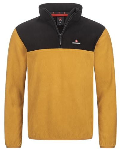 Höhenhorn Skyja - Felpa in pile da uomo, per autunno e inverno, in micropile, mezza zip, Giallo senape/Nero, S