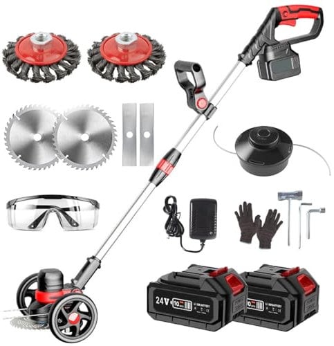 Akku Freischneider 2 Batterie 21V, Akku Rasentrimmer Mit Akku, Elektro Motorsense, Bürstenloser Motor, für Garden Trimmen (schwarz)
