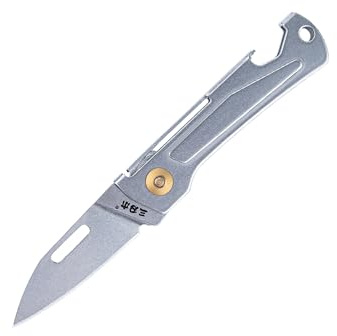 Sanrenmu Mini Falten Taschenmesser mit Flaschenöffner 1.77 Zoll Leichtgewicht Messer Portable 420 Edelstahl Griff 431S (Silber)