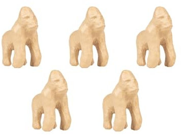 Décopatch AP206C - Set mit 5 Tierfiguren aus Pappmaché, zum Verzieren, 10x5,5x12 cm, DIY Aktivität, Kartonbraun, Gorilla Affe, 1 Set