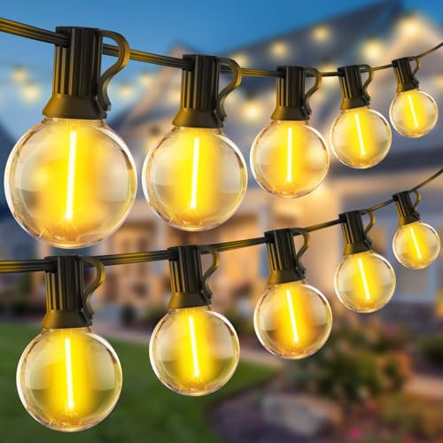 YRATERVSR 20M Lichterkette Außen LED Strom Beleuchtung Outdoor String Lights Aussen Lichterketten Glühbirnen mit G40 IP44 Wetterfest Glühbirne Balkon Terrasse Party gartenbeleuchtung