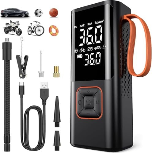 Lofrritp Inflador Ruedas Coche 5 Modos, Compresor Aire Coche Portatil 7500 mAh, 150 PSI Hinchador Electrico para El Coche, Moto, Scooter, Bicicleta, Balones