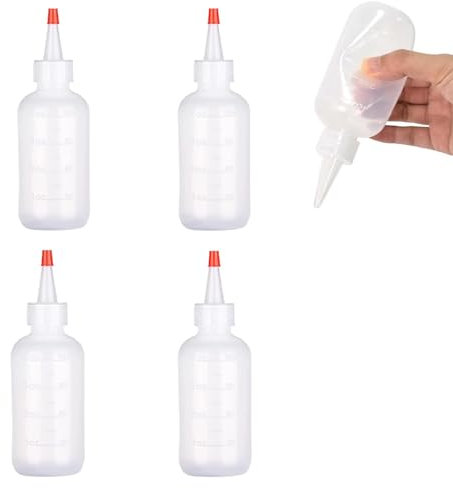 ZPSCXQ 4PCS Squeeze Bottle, Plastic Sauce Bottles, Squeeze Bottle with Nozzle, Graduated Applicator, Reusable Containers Squirt Measurement for BBQ Chilli Sauce Olive