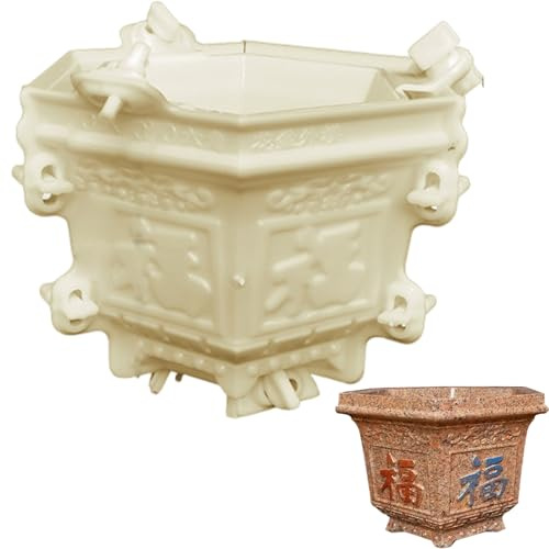Heidouse Stampo di fioriera, 6, 7x7.9x9.19, 1 pollici stampo in cemento ispessito con design a scatto, contenitori di piante esagonali per la produzione di vaso di fiori