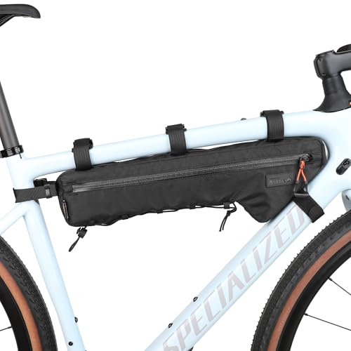 Rhinowalk Fahrrad-Dreieckstasche 2,4L – wasserdichte Rahmentasche mit YKK-Reißverschluss, Pumpenhalter & Kabeldurchlass – Schlankes Design – Schwarz