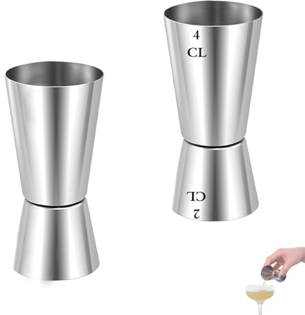 2 Pièces Doseur Cocktail Double Cocktail Jigger en Acier Inoxydable 20/40ML | Doseur à alcool double Pour bar, fête, vin, cocktail(Argent)