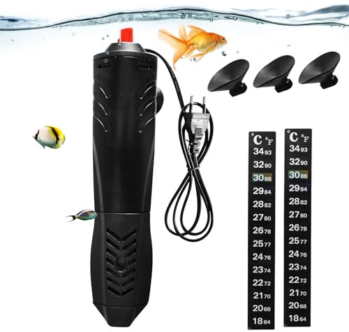 Editbar 50W 30L Aquarium Heizung – Temperatur Einsatellbar Heizstab mit Saugnäpfen & ABS Schutzhülle für Aquarien & Fischtanks, PTC Heizer mit Thermostat, Automatische Temperaturkontrolle 18–34°C
