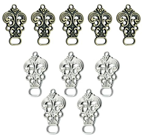 10 Stück Miederhaken für Dirndl - 5x Weiß & 5x Bronze - Hochwertige Trachtenknöpfe zum Annähen für Mieder und Dirndlblusen