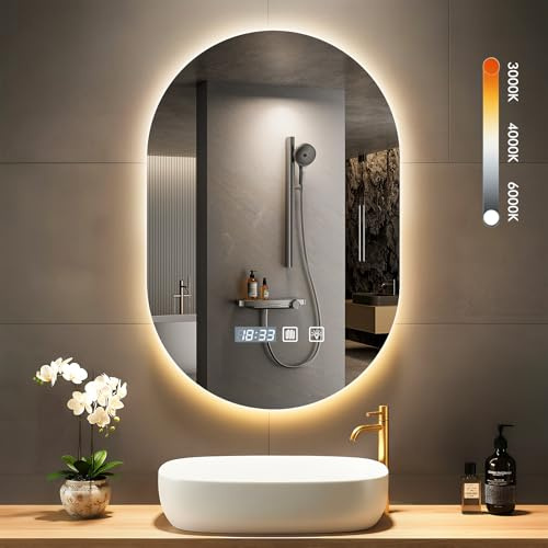 Lightasea Espejo de baño con iluminación,Espejo de Pared de 75 x 50 cm,Espejo LED,3 Colores de luz Regulables,Espejo de Pared para baño, antivaho,Interruptor táctil,IP44, Horizontal/Vertical