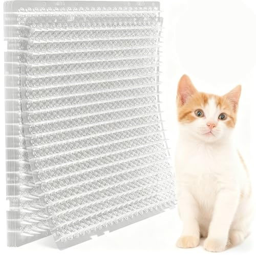 10 Unidades Alfombrilla Anti-Gatos 42x34cm | Pinchos Disuasorios No Dañinos para Jardín y Balcón | PP Reciclado Antideslizante y Resistentes a UV - Protección Interior/Exterior (10, Transparente)