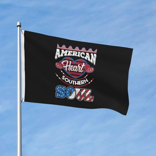 Bandera Clásica Garden Flag 4 De Julio Corazón Americano Alma Sureña Personalizada Banderines Pancarta Para Balcón Interior Festivales 90X150Cm