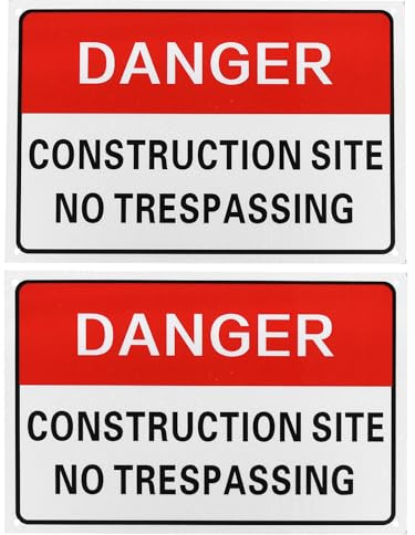 PATIKIL Panneau Danger Chantier Interdit Au Public 12 x 8 Pouces, 2 Pcs Plastique Panneaux Danger Accès Interdit, Noir Sur Blanc & Blanc Sur Rouge
