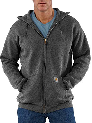 Carhartt Men's Loose Fit Midweight Full-Zip Sweatshirt, Carbon Heather, X-Large Tall