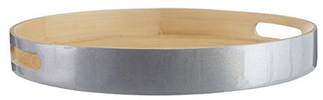Kyoto Serving Tray, Spun Bamboo, Metallic Silver, Large