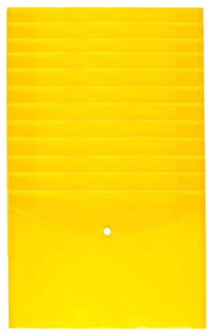 NUOLUX 12 Stück Umschlag Ordner Transparent Klar Kunststoff Dokument Ordner Datei Füllung Organizer mit Druckknopf (Gelb)