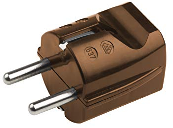 Meister Schutzkontakt-Stecker - Kunststoff - braun - 250 V - 16 A - Maximaler Kabelquerschnitt 2,5 mm² - IP20 Innenbereich - Gerade Einführung / Schuko-Stecker mit Zugentlastung / 7421050