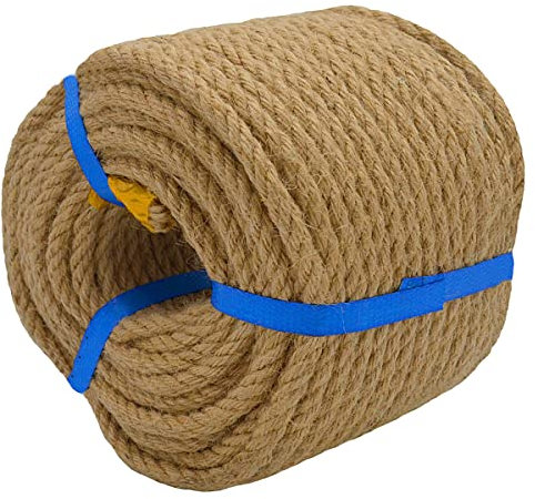 Corde de jute 100% naturelle résistante de 6 mm d'épaisseur et corde de jute pour loisirs créatifs, bricolage, emballage cadeau 50 m