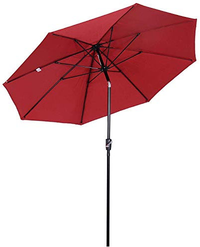 Green Bay 2.5m Garden Parasol Sun Shade Aluminium UV Outdoor Patio Umbrella With Crank Wine Red