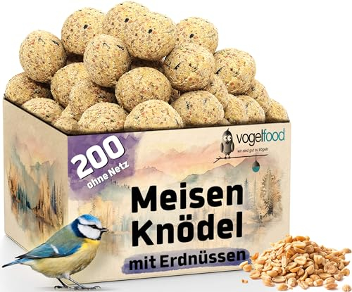 Vogelfood 200 x 90 g =18 kg Meisenknödel mit Nüssen ohne Netz Vogelfutter 4 Jahreszeitenknödel Wildvogelfutter Ganzjahresfutter Fettfutter Versand