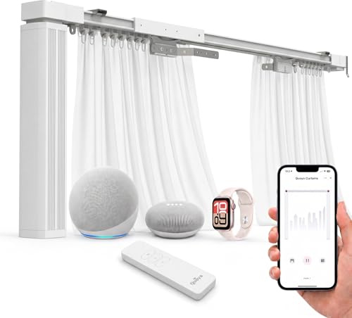 Quoya QL500 Elektrische Gardinenschiene Smart – Motorisierte Vorhangschiene mit Fernbedienung, Anpassbar bis 7m, App & Sprachsteuerung, Alexa, Google, Siri, Apple Watch, Decken- & Wandmontage