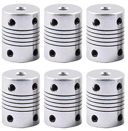 Flexible Kupplungen, Aluminiumlegierung, Gelenkverbinder, kompatibel mit NEMA 17 Schrittmotoren, RepRap 3D-Drucker oder CNC-Maschine, 6 Stück