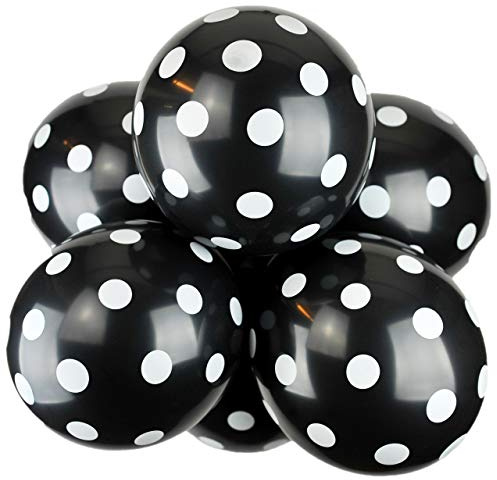 Happium 12 Zoll sortierte Latexballons Polka Dot, ideal für Partydekoration, sortierte Luftballons für Geburtstag Hochzeit und andere Partys, 10 Stück (Schwarz)