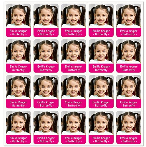 Namensaufkleber Kinder Schule - 45 Sticker - Fotoaufkleber - 37x28mm Aufkleber selbst gestalten - personalisiert - Kindergarten - Federmappe, Lineale, Tassen, Gläser