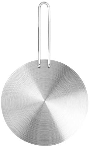 Fdit Heat Diffuser Plate, 20cm/7.9in Stainless Steel Silver Universal Compatible Induction, Gas, Electric Cooker Plate