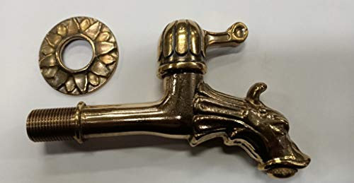 Rubinetto artistico TESTA LEONE per fontane a leva in ottone lucidato e ossidato