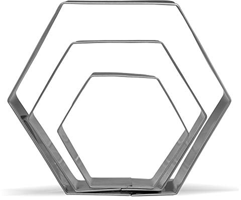 Großes Sechseck-Ausstechformen-Set – 12,7 cm, 10,2 cm, 7,1 cm – 3-teilig – Edelstahl