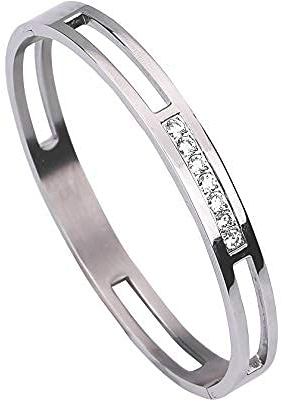 MILAKOO Edelstahl Armreif für Damen Armband mit Zirkone silber rosagold gold schwarz 6mm/8mm