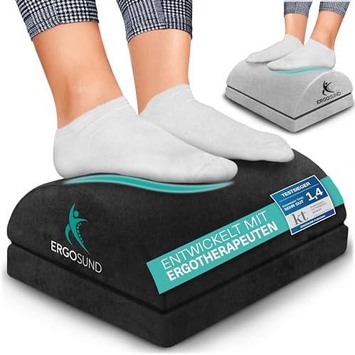 Ergosund® Reposepieds Noyau en mousse de qualité supérieure Reposepieds réglable en hauteur Antidérapant Reposepieds ergonomique pour le bureau et la maison Développé avec des ergothérapeutes