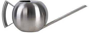 Rivanto® Indoor Edelstahl Gießkanne Kugel 1300 ml, rund, Ø 13,5 cm, Länge 33 cm, schlanker Ausguss