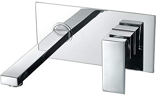 VALAZ Grifo Lavabo Cromado Empotrado | Grifo Lavabo Monomando, Mezclador Agua Fría y Caliente, Ahorro de Agua | Instalación Fácil y Rápida | Latón, Inoxidable, Elegante, Cuadrado, Serie Tajo