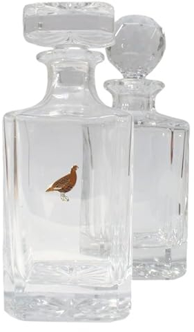 Grouse Enamel Cut Crystal Glass Decanter & Golf Ball Style Stopper 166