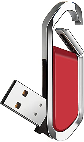 BORLTER CLAMP 64GB USB-Stick Tragbarer USB-Flash-Laufwerk mit Schlüsselanhänger USB 2.0 Speicherstick für Externe Datenspeicher, Rot