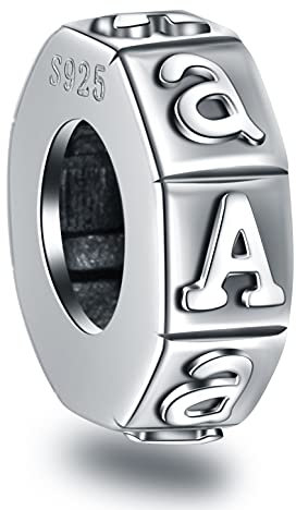 Buchstabe A Spacer Charms, Initial A Alphabet Gummi Stopper Beadas in Antik 925 Sterling Silber, passt Pandora DIY Armband Armreif, personalisiertes Geschenk für Tante/Jubiläum/Valentinstag