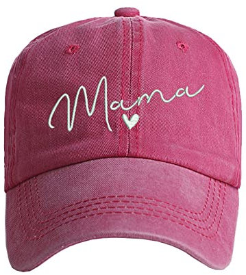 SHENGQXGLL Damen Baseball Cap Mama Vintage Distressed Gewaschene Baumwolle Verstellbar Papa Hut Outdoor, Pink Mama, 64 EU