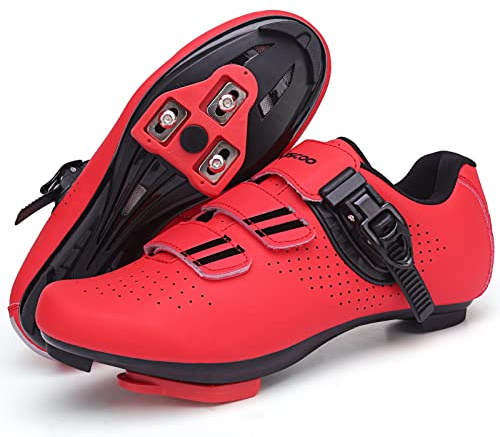 KESCOO Cycling Shoes for Men Women Compatible with Peloton Bike SPD Red 3.5