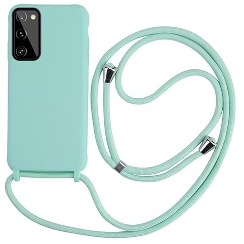 Keteen handyband hülle für Samsung Galaxy S20 FE Handyhülle mit Band Slim Silikon S20 FE hülle mit Abnehmbar Kordel Stossfest Bumper Cover zum Umhängen Necklace Handyhülle für Samsung S20 FE-Hellgrün