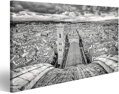 Bild auf Leinwand Panorama Monochrom Blick auf Florenz von der Kuppel der Kathedrale Italien Bilder Drucke Kunst Poster Wandbild